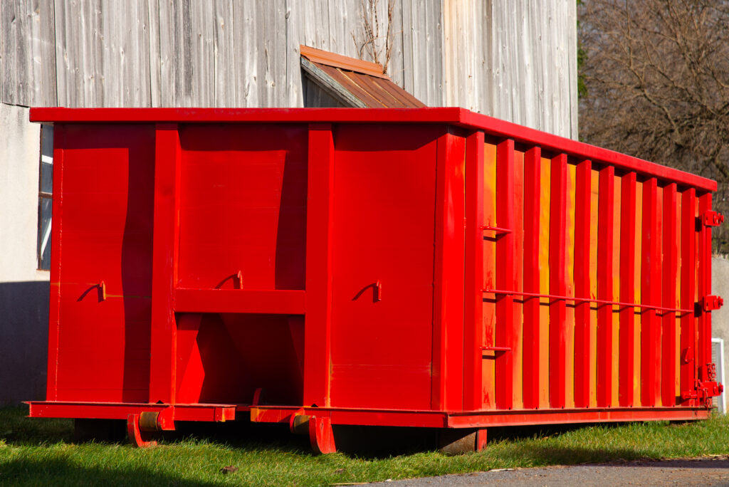 isolated,rugged,red,industrial,dumpster,garbage,outdoor