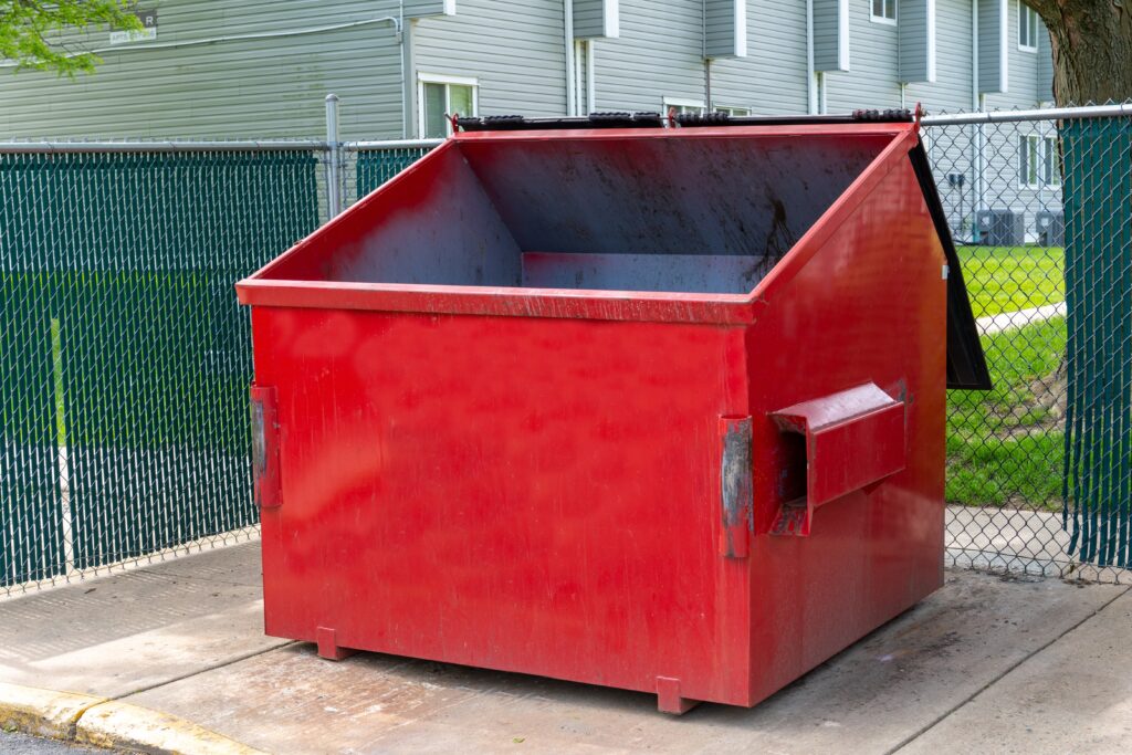 metal,durable,industrial,trash,dumpster,for,outdoor,trash,red,steel